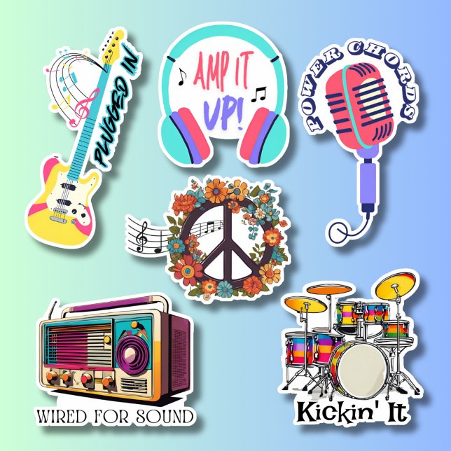 Sticker Retro Music Collection étanche (Créateur téléchargé)