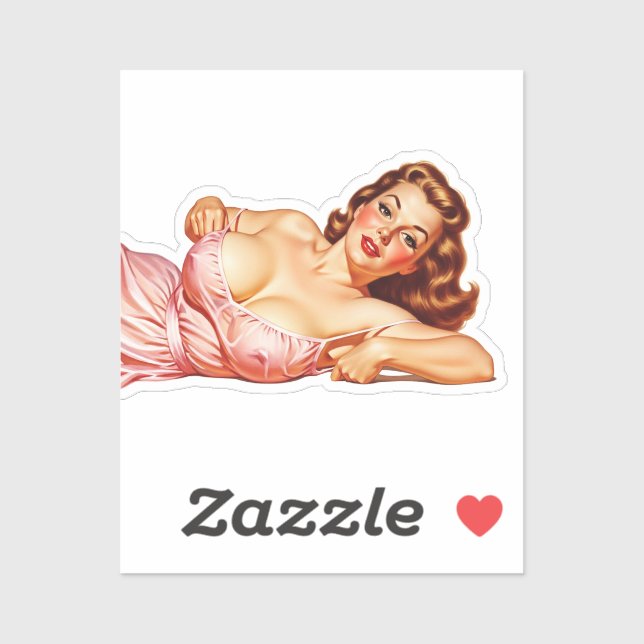Sticker Retro Old School Pin-up girl Art (Feuille)