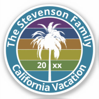 Sticker Retro Palm Tree Tropical Family Vacances Personnal