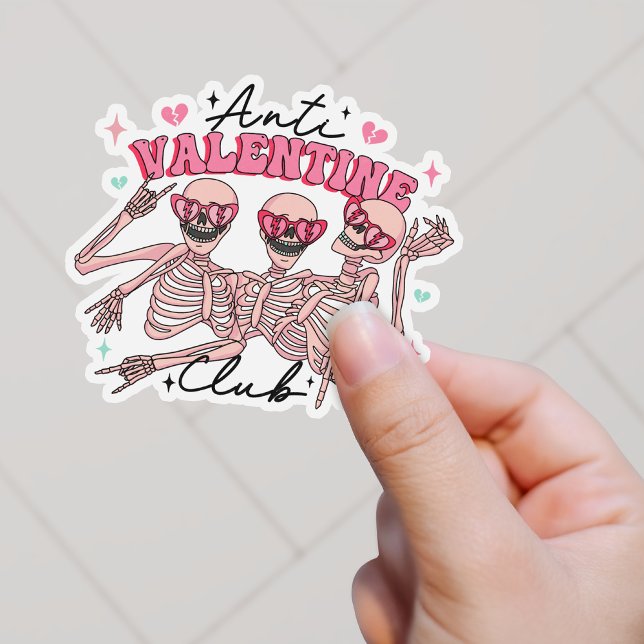 Sticker Retro Party Skeleton Anti-Valentine Club Vinyl (Créateur téléchargé)