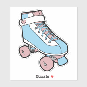 Sticker Retro Pastel Rose Bleu Fille Cartoon Roller Patina