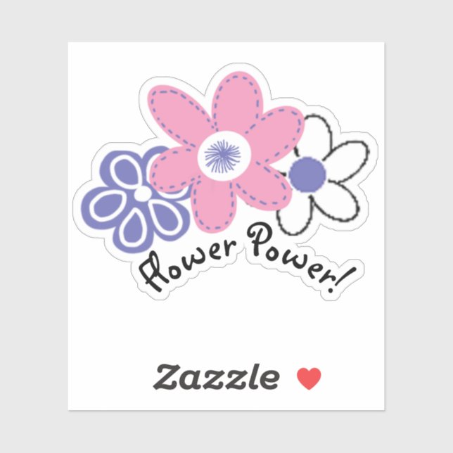 Sticker Rétro Pervenche Lavande Fleur Rose Flower Power (Feuille)