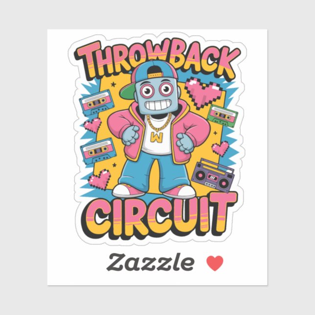 Sticker Retro Robot 90s Design Hip hop - Fun Cartoon Throw (Feuille)