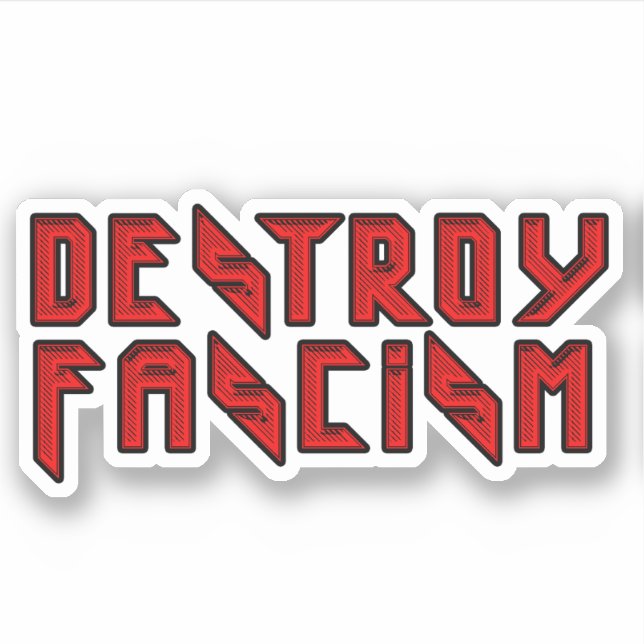Sticker Retro Rocker - Détruire le fascisme (Devant)