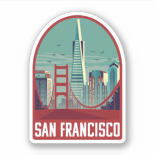 Sticker Retro San Francisco Golden Gate Bridge Voyage