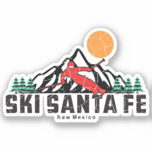 Sticker Retro Ski Père Noël Fe