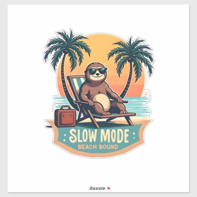 Sticker Retro Sloth Vacation Shirt Funny Tropical Relax De (Feuille)