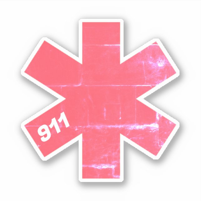 Sticker Retro Star of Life EMS 911 (Devant)