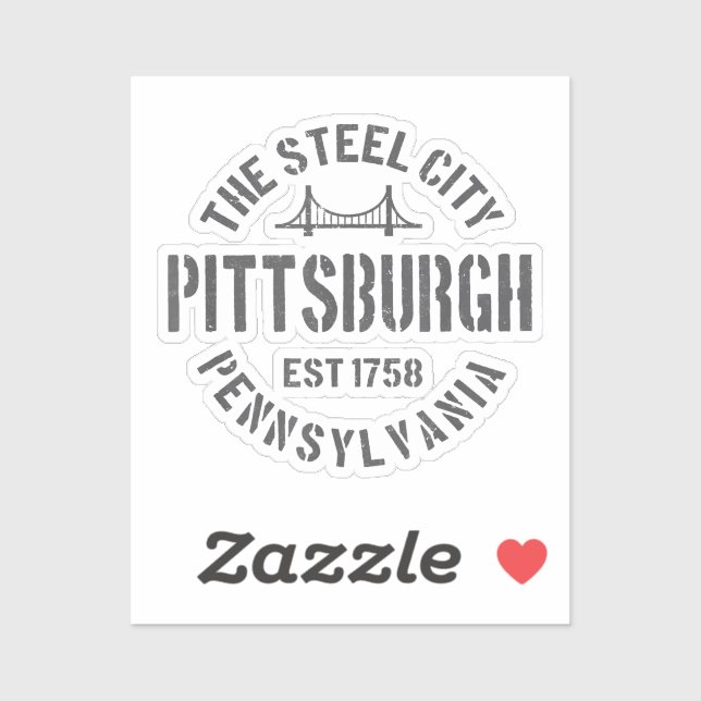 Sticker Retro Steel City Pittsburgh Pennsylvania Yinz vint (Feuille)