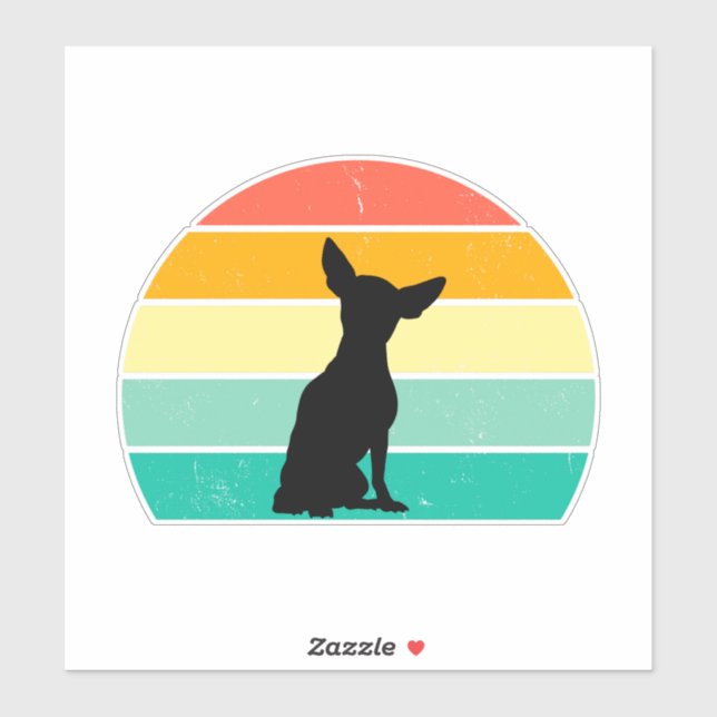 Sticker Retro Sunset Chihuahua (Feuille)