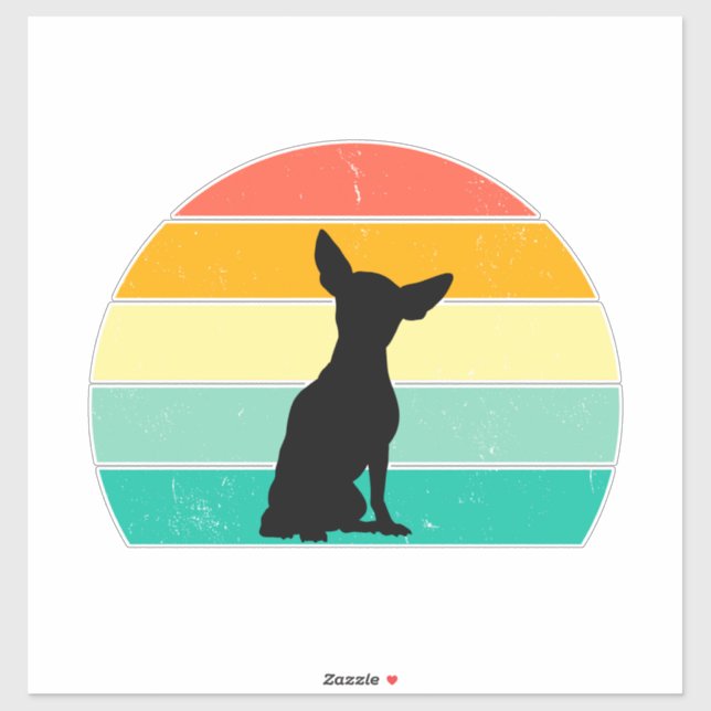 Sticker Retro Sunset Chihuahua (Feuille)