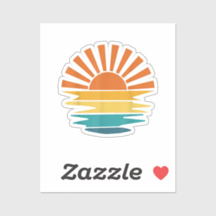 Sticker Retro Sunset Rays Wavy Vintage Retro Sunshine Sun