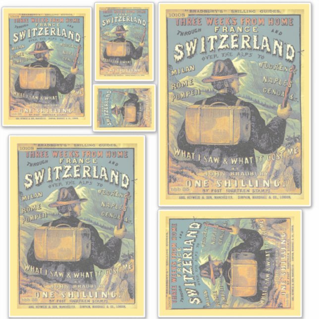 Sticker Retro Tourist Guide to Switzerland Illustration (Devant)