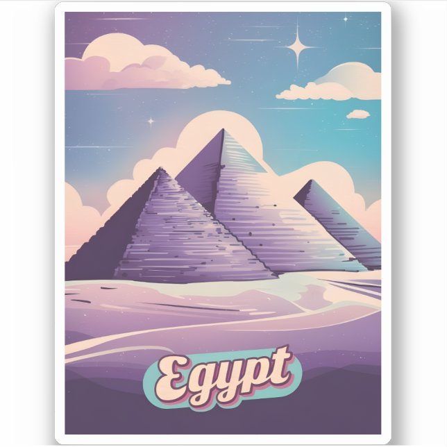 Sticker Retro Travel 80s Synthwave Ancienne Égypte Pyramid (Devant)