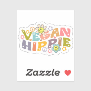 Sticker Retro Vegan Hippie Lifestyle