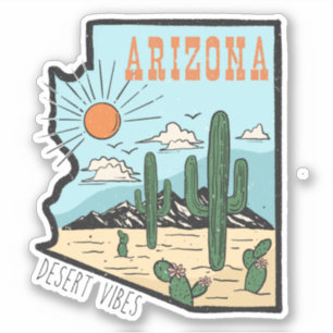 Sticker Retro Vintage Arizona Desert Cactus Travel