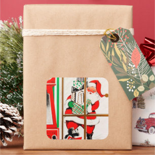 sticker Retro vintage Christmas Holiday Père Noël