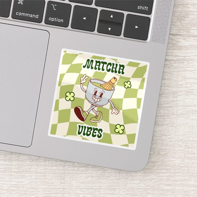 Sticker Retro Vintage Matcha Vibes (Détail)