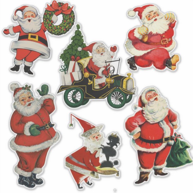 Sticker Retro Vintage Santas Extra Large (Devant)