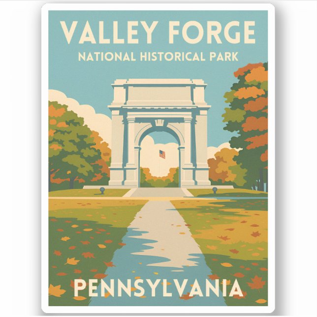 Sticker Retro Vintage Voyage Pennsylvania Valley Forge (Devant)