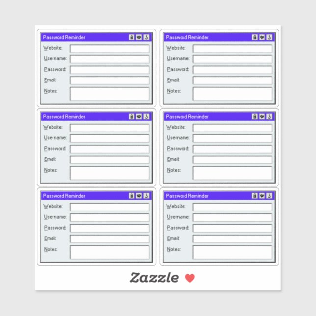Sticker Retro Web Page Username Log Password Tracker  (Feuille)