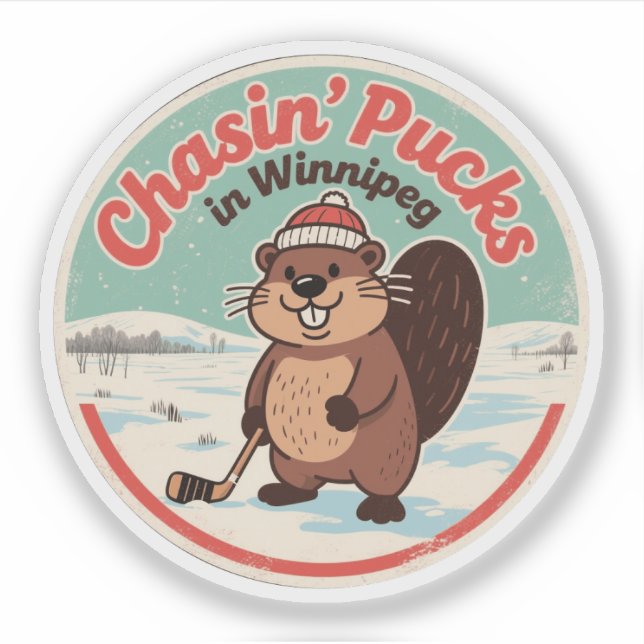 Sticker Retro Winnipeg Beaver Hockey (Devant)