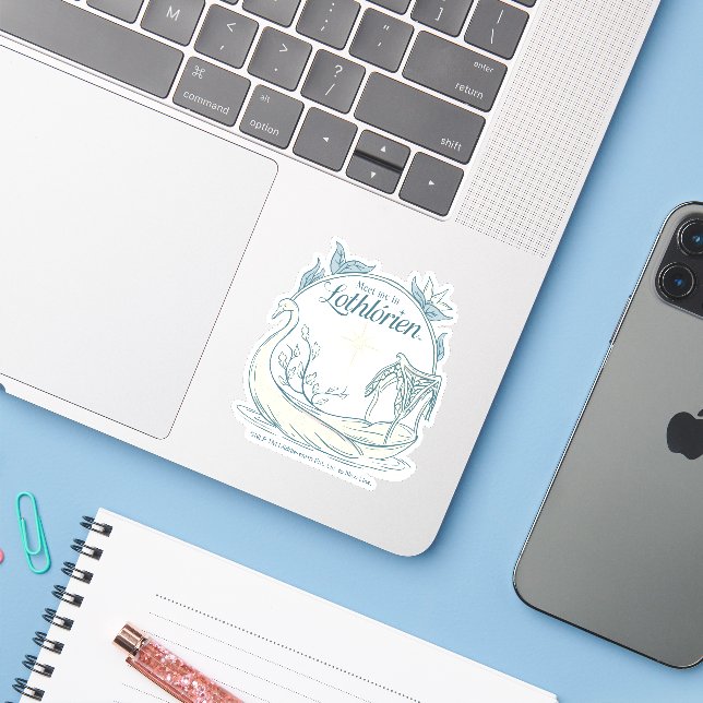 Sticker Retrouvez-moi à LOTHLORIEN™ - Bateau cygne (Ordinateur portable avec iPhone)