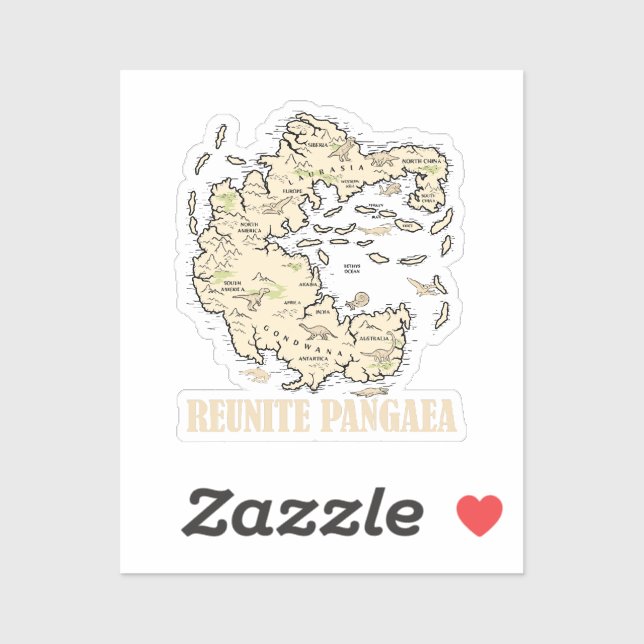 Sticker Réunir Pangaea Plan du monde Histoire Géologie amu (Feuille)