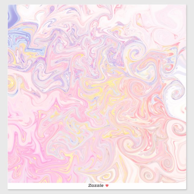 Sticker Rêve pastel doux Marbre Tourbillon Art abstrait (Feuille)