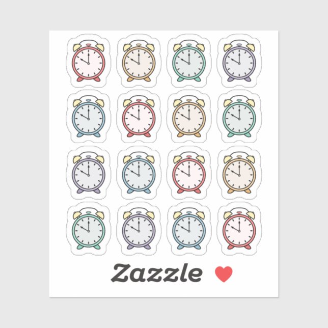 Sticker Réveil Rappel Heure Planificateur Bujo Calendrier (Feuille)