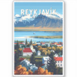 Sticker Reykjavík Islande Travel Art Vintage<br><div class="desc">Reykjavík design de déplacement vectoriel rétro. Reykjavík est la capitale la plus septentrionale d'un État souverain dans le monde. C'est l'une des villes les plus propres,  les plus vertes et les plus sûres du monde.</div>