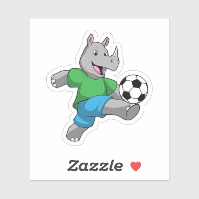 Sticker Rhino comme joueur de football avec Soccer (Feuille)