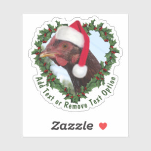 Sticker Rhode Island Red Chicken Wreath Christmas