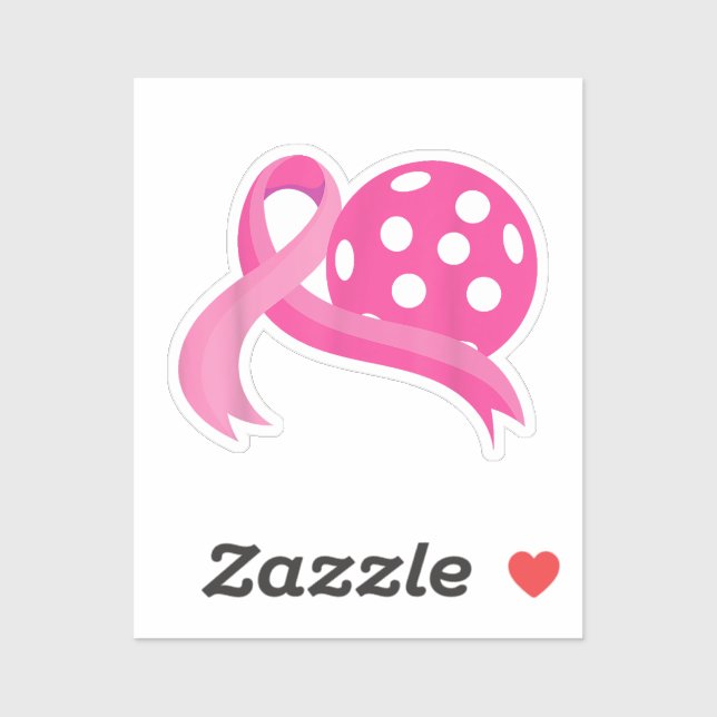 Sticker Ribbon Coeur Rose Cute Pickleball Cancer du sein A (Feuille)