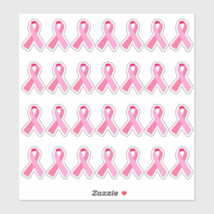 Sticker Ribbon rose X 28 Sensibilisation au cancer du sein