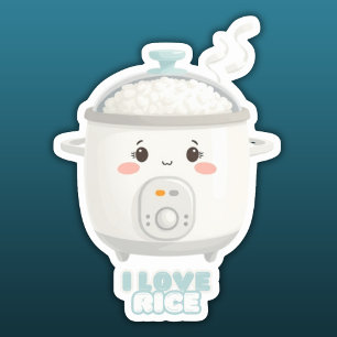 Sticker Ricecooker mignon i love cuisinière à riz