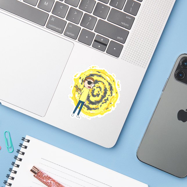 Sticker RICK ET MORTY™ | Portail d'Evil Morty (Ordinateur portable avec iPhone)