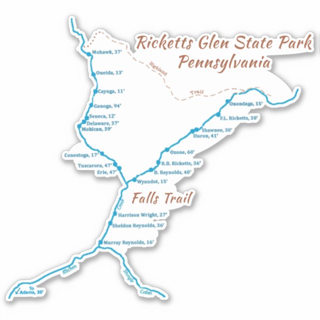 Sticker Ricketts Glen SP - Chutes Trail (grand) (Devant)