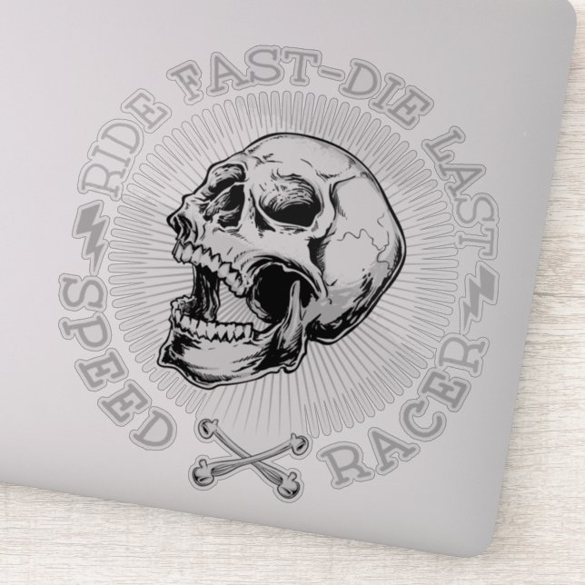 Sticker Ride Fast Die Dernier Crâne Speed Racer Bones (Détail)