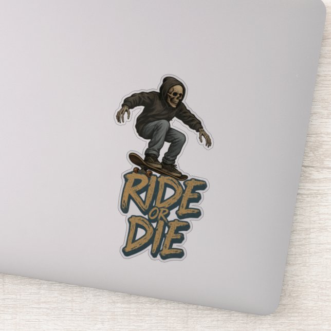 Sticker Ride Or Die Skater Skeleton -Skateboarding Graphic (Détail)