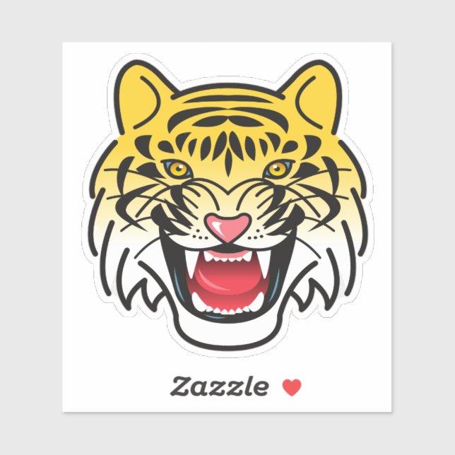 Sticker Rire Tigre Visage Artwork-21876 (Feuille)