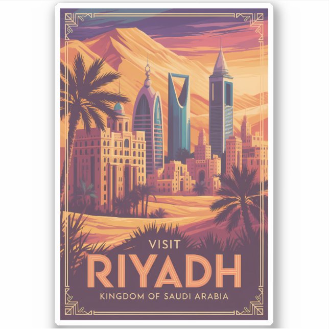 Sticker Riyadh Arabie Saoudite Illustration Désert Art de  (Devant)