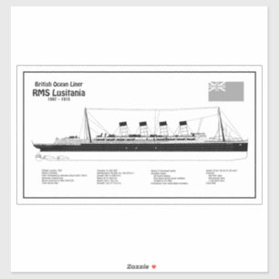 Sticker RMS Lusitania - Plan directeur des navires BD