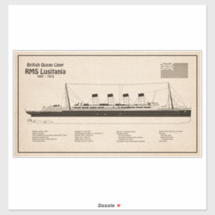 Sticker RMS Lusitania - Plan directeur des navires SD