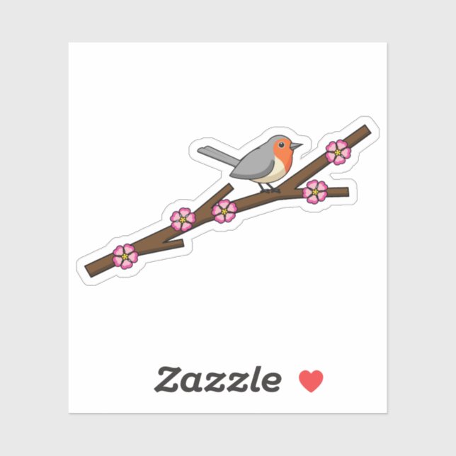 Sticker Robin sur Sakura (Feuille)