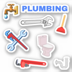 Sticker Robinet, Ventouse, Toilette, Clé à tuyau Plomberie