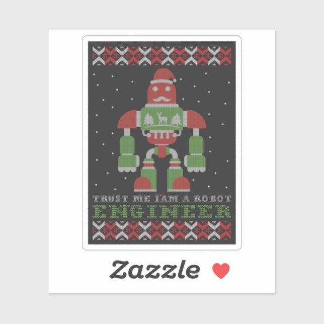 Sticker Robot de Noël drôle (Feuille)
