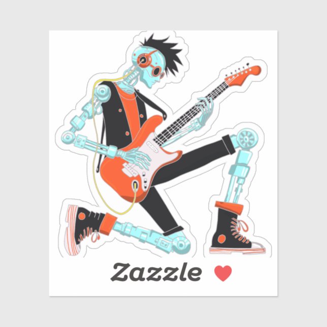 Sticker Robot guitariste (Feuille)