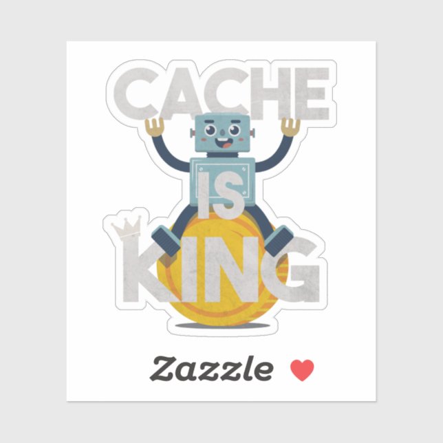 Sticker Robot Pun : Cache is King (Feuille)