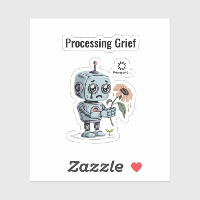 Sticker Robot Triste Mignon Traitement du Deuil - Intellig (Feuille)